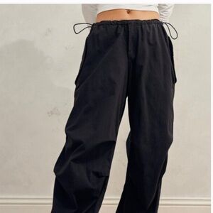 Iets Frans Urban Outfitters Baggy Tech Pants Trousers Solid Black Size Medium!